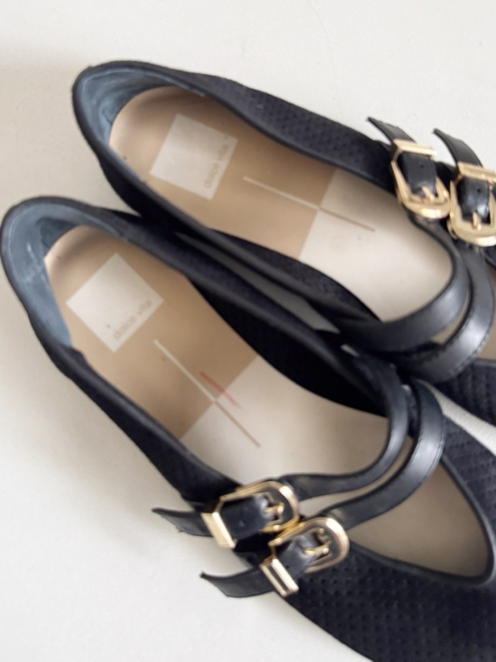 Dolce Vita Baylee Ballet Flat 9.5 Black Onyx Perforated Suede Classic Minimalist - Picture 9 of 10